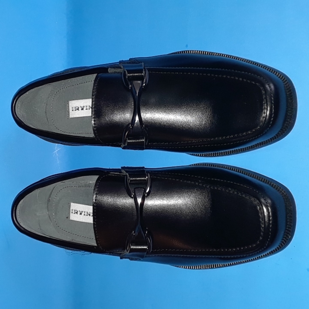 Unworn Irvine Park 8.5W Black Leather Slip On Mens Dress Shoes